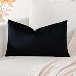 Artscope Luxury Velvet Cushion Covers Super Soft Decorative Throw Pillow Covers Case Lumbar Cushion Cases for Sofa Couch Bedroom Car Decor 30x50cm Black