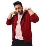 Urbano Plus Men's Maroon Solid Cotton Zippered Hooded Casual Winterwear Sweatshirt (plusjaktp-solconhd-maroonnav-3xl)