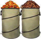 Collapsible Lawn and Leaf Bag Pop-Up Trash Can/Recycle Bin Leaf Waste Bag Outdoor Leaf Bin, 30 Gallon Collapsible Garden Bag for Lawn Yard Garden Camping with Handle(2 Pack)