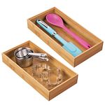 mDesign Bamboo Drawer Organiser for Cutlery in Kitchen Drawer - 30.5 cm Long Stackable Storage Tray for Cabinet, Countertop, Cupboard, and Shelf - Utensil Holder, Echo Collection, 6 Pack, Natural Wood