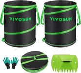 VIVOSUN 30-Gallon Collapsible Garden Waste Bag, Reusable Pop-Up Yard Waste Leaf Bag with Hard-Shell Bottom, Leaf Scoops and Gloves, for Lawn Care and Camping, 2-Pack