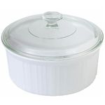 (1.4l) - CorningWare French White 1.4l Covered Round Dish with Glass Top