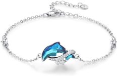 COZBUTY Blue Crystal Dolphin Ocean Theme Bracelets Dolphin Bracelet for Women Mom Friends Birthday Holiday Anniversary Valentine's Day Christmas, middle, Sterling Silver, crystal