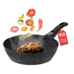 RESTO 93040 Frying Pan 24 cm - Deep Wok Pan - Forged Aluminium Frying Pan and Four-Layer Marble Non-Stick Coating - Removable Handle - Suitable for All Hob Types, Including Induction