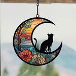 PARALL Cat Memorial Suncatcher, 6'' Cat Memorial Gift for Loss of Cat, Personalized Cat Ornaments with Pet Keychain Pet Sympathy Gifts for Cat Lovers