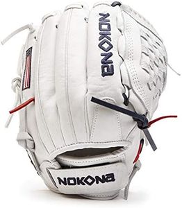 NOKONA A-V1250-White Handcrafted AmericanKIP Baseball Fastpitch Glove - Right Hand Throw Closed Web for Infield and Outfield Positions, Adult 12.5 Inch Mitt, Made in The USA