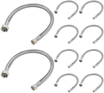 JUWO 16" Faucet Supply Line, 3/8" Comp x 1/2" FIP Stainless Steel Kitchen Faucet Hose Connector, For Small Kitchen Sink with Short Distance (10-Pack)