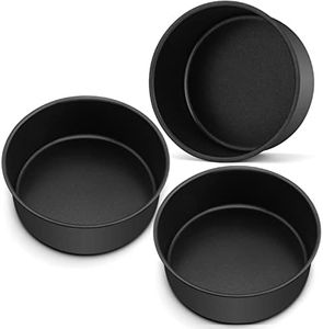 LIANYU 8 Inch Cake Pans Set for Baking, Round Cake Mold of 3, Nonstick Stainless Steel Baking Pan Tin, Non-toxic Coating, Straight Side & 3 Inch Deep, Sturdy & Rust Resistant