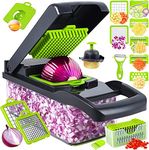 TRAND® Vegetable Chopper 15-in-1 Mandoline Vegetable Slicer Onion Food Chopper Cutter Multifunction Mini Dicer Manual Spiralizer Kitchen Gadgets for Onion Veg Garlic Potato Salad Cheese Grater