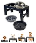 H&A Petcare Raised Dog Bowl:3 In 1 Elevated Dog Bowls With Slow Feeder And Non Spill Bowl, Dog Bowls With Stand, Raised Dog Bowls For Large Dogs, Dog Feeding Station Dogs And Cats (Black)