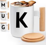 A-Z Coffee Mug Personalized Birthday Gifts for Women Her Men, Best Friend Dad Birthday Gifts, Christmas Gifts, Monogrammed Gifts Ideas for Women, Ceramic Coffee Mug, Mugs with Initials - K