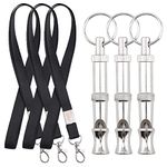 GCDN 3 Pack Dog Whistle Adjustable Frequencies Dog Whistles for Recall and Training Ultrasonic Professional Dog Whistles with Lanyard(silver whistle, black lanyard)