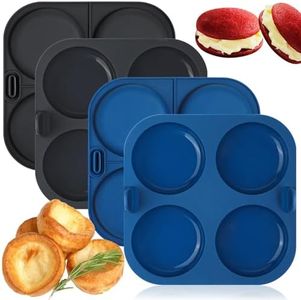 webake Silicone Yorkshire Pudding Tray for Air Fryer 4 Pcs 4 Cups Burger Bun Mould Muffin Top Pan Yorkshire Pudding Tins Baking Moulds for Muffin, Whoopie Pie, Yorkshire Pudding