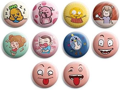 Funny Faces Pinback Button Pins (10 Pack) - Large 2.25" Boys and Girls Cute Designs Pins Badge