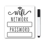 White & Black WiFi Password Sign Fridge Magnet, Wifi Sign with Black Wet Erase Pen, Magnetic Wifi Password Sign for Home, Portable Wifi Sign for Guests, Airbnb Essentials for Hosts, 4.75x5.0 inch