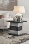 7star Hilton High Gloss Lacquered Wood with Chrome Finish Italian Lamp Table in Grey