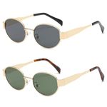 Retro Oval Sunglasses for Women Men Trendy Small Round Metal Frame Sun Glasses, Classic designer Sunglasses UV400