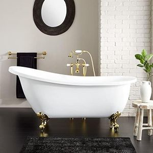 Signature Hardware 480113 Ultra 67" Acrylic Slipper Clawfoot Tub with Integrated Overflow, Rolled Rim and Imperial Feet - Less Drain Assembly