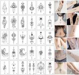 30 Sheets Waterproof Realistic Space Planets Chain Temporary Tattoos Set,Moon Stars Constellations Flowers Fake Tattoo Sticker for Kids Adults Men and Women Boys Forearm Body