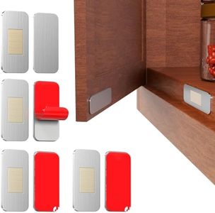 PHIXBEAR No Drill Magnetic Cabinet Door Catch with Adhesive Made of 3M – Stainless Steel, Strong Hold Child Safety Lock for Kitchen Cabinets, Bathroom, RV – No Screws Needed 1.57” x 0.79” 4 Pack