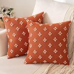 MIULEE Set of 2 Fall Decorative Throw Pillow Covers Rhombic Jacquard Pillowcase Soft Square Cushion Case for Summer Couch Sofa Bed Bedroom Living Room, 18x18 Inch, Burnt Orange