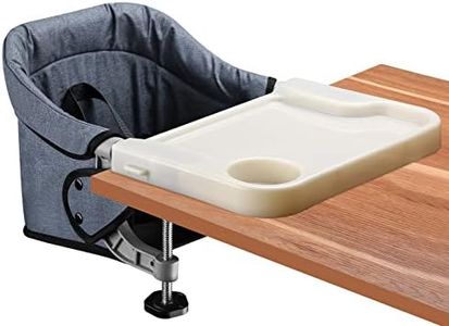 Hook On Chair with Removable Dining Tray, Baby Table Chair with Storage Bag, Portable High Chair Baby Feeding Seat for Home and Travel (Grey)