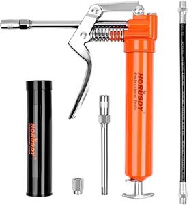 HORUSDY Mini Pistol Grip Grease Gun, with Flexible Extension Hose 3-OZ Grease Cartridge & Coupler (2900 PSI)