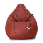 UmI. Faux Leather Classic Filled Bean Bag (With Beans) Colour- Tan With Black Piping (Size-Xxl)