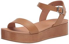 Amazon Essentials Women's Two Band Flatform Sandal, Cognac, 6.5 UK