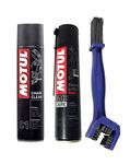 Motul Chain Clean C1 Cleaning + Chain Lube C2 Lubricating + Brush Kit