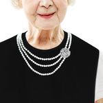 Classy Pal | Adult Bib for Women with Embroidered Design. Waterproof Reusable & Washable (Pearl Necklace)