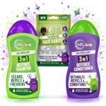 3 in 1 Head Lice Repellent Kids Shampoo & Conditioner With 8 Lice Repellent Hair Bands Included | Head Lice Repellent Defence Treatment | Contains Tea Tree for a Natural Repellent