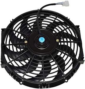 A-Team Performance 170071 12" Radiator Electric Cooling Fan Car Transmission Cooler Heavy Duty 10 Curved Blades 12V 1400 CFM Reversible Push or Pull with Mounting Kit Black 12 Inches