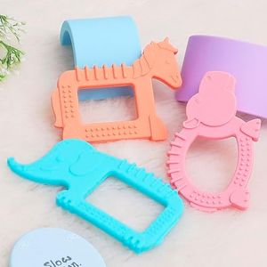 R for Rabbit Tiny Bites Safari Soft Silicone Teether for 4+ Months Baby BPA Free & 100% Food Grade Chewing Toy for Babies with Multiple Teething Surface & Soft Edges (Blue, Orange, Pink)