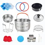 Pressure Cooker Accessories Compatible with Instant Pot 6 Qt - Steamer Basket, Silicone Sealing Rings, Springform Pan, Glass Lid, Egg Bites Mold, Egg Steamer Rack and More