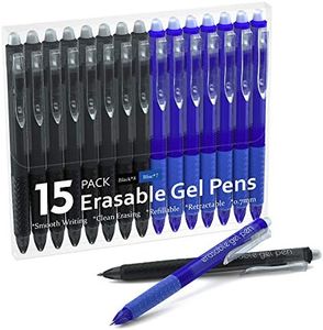 Erasable Gel Pens, 15 Pack Retractable Erasable Pens Clicker, Fine Point, Make Mistakes Disappear, 8 Black 7 Blue Inks for Writing Planner and Crossword Puzzles