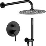 Rain Shower System Matte Black GAPPO Wall Mounted High Pressure Rainfall Shower Faucet and Head Combo Set with Handheld Rough in Pressure Balance Valve Included