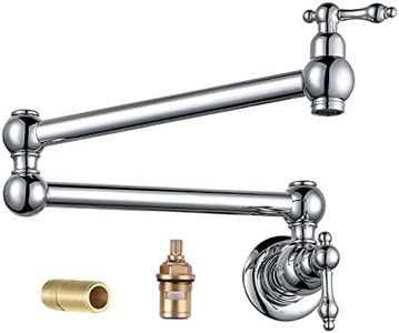 WOWOW Chrome Pot Filler Faucet - Brass Pot Filler Wall Mount Kitchen Stove Faucet with Double Joint Swing Arms