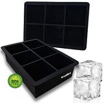 Walfos Silicone Ice Cube Tray, 2 Pack Large Ice Cube Molds, Flexible and Easy Release, BPA Free and Dishwasher Safe, Perfect for Cocktail, Whiskey, Chocolate,Baby Food