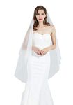 Bridal Wedding Veil 2 Tier For Women Cut Edge Knee Length With Comb Ivory