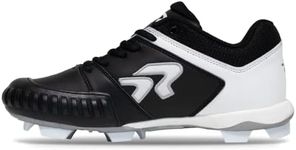 Ringor Flite Softball Cleats with Pitching Toe for Women | Lightweight, Durable, and Superior Traction Size 8 | Black & White