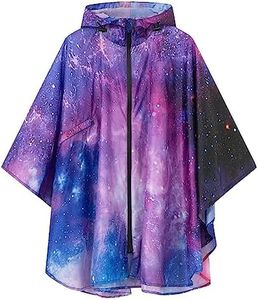 SaphiRose Lightweight Kids Rain Poncho Waterproof Jacket Zipper Up Rain Coat Universe X-Large