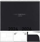 3-Year Calendar Planner, 2024-2026 Monthly Schedule Organizer Flip Calendar Diary with Tabs, Spiral Bound Top, Black, 8.5 x 11 Inches