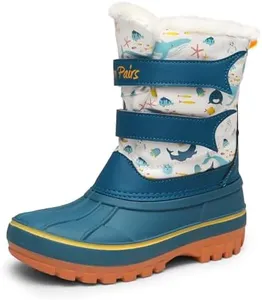 DREAM PAIRS Boys Girls Snow Boots Waterproof Outdoor Sport Warm Cozy Anti-Slip Cute Ankle Winter Shoes for Toddler/Little/Big Kid,Size 5 Toddler,Light Blue/White/Yellow,DUCKO