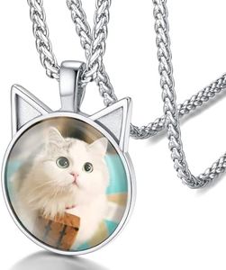 FaithHeart Lovely Picture Custom Necklace Women Cat Pendant Vintage Beautiful Love Personalized Jewelry Stainless Steel Customized Photo Necklaces