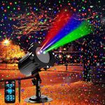 Christmas Laser Projector Lights Outdoor, RGB Moving Firefly Lights, Red Green Blue 3 Color Laser Projection Light with RF Remote, Waterproof, Holiday Decor for Party Garden Christmas Halloween