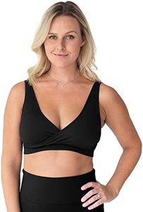 Kindred Bravely Sublime Adjustable Crossover Nursing Bra for Breastfeeding | Wireless Maternity Bra (Black, X-Large)