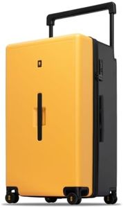 LEVEL8 Voyageur Wide Handle Luggage Airline Approved, 28 Inch Luggage with Spinner Wheels, Hardshell Large Checked Suitcases for Women Men with Tsa Lock, Yellowblack