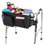 SAMDEW Walker Accessories Bag, Portable Walker Basket for Folding Walker, Walker Organizer Pouch with Dividers & Fastener Straps, Medical Walker Basket for Seniors, Not Fit Rollator Walker, Bag Only