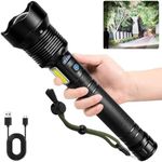 Flashlights High Lumens Rechargeable, Cinlinso 900,000 Lumens Super Bright Led Flash Light, 7 Modes with COB Light, IPX6 Waterproof, Handheld Powerful Flashlight for hu∩ting, Camping, Emerge∩cies